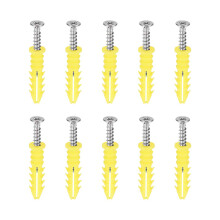 8x35mm Plastic Expansion Tube for Drywall with Screws, Yellow 10pcs