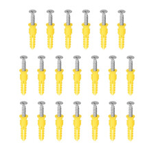 6x30mm Plastic Expansion Tube Pipe for Drywall with Screws Yellow 20pcs