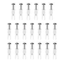 6mmx32mm Plastic Expansion Tube Pipe for Drywall with Screws White 20pcs