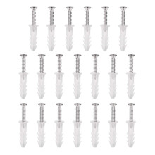 6mmx25mm Plastic Expansion Tube for Drywall with Screws, Translucent 20pcs