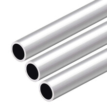 6063 Aluminum Round Tube, 300mm Length 19mm OD 15mm Inner Dia Seamless Aluminum Straight Tubing 3 Pcs