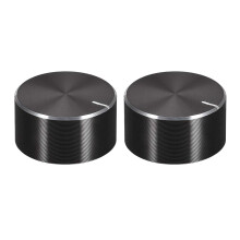 2pcs Potentiometer Knob Knurled Shaft Black Aluminum Smooth Surface Rotary Knob 25mmx13mm Volume Control Knob