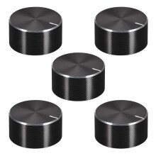 5pcs Potentiometer Knob Knurled Shaft Black Aluminum Smooth Surface Rotary Knob 25mmx13mm Volume Control Knob