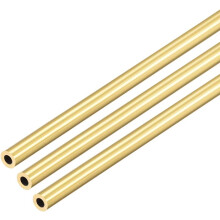 Brass Round Tube, 300mm Length 4.5mm OD 1mm Wall Thickness, Seamless Straight Pipe Tubing 3 Pcs