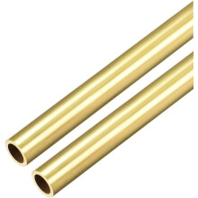 Brass Round Tube, 300mm Length 7.5mm OD 1mm Wall Thickness, Seamless Straight Pipe Tubing 2 Pcs