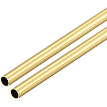 Brass Round Tube, 300mm Length 6.5mm OD 0.5mm Wall Thickness, Seamless Straight Pipe Tubing 2 Pcs
