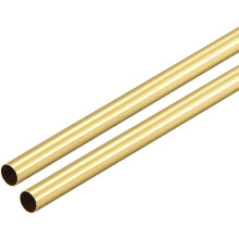 Brass Round Tube, 300mm Length 6mm OD 0.2mm Wall Thickness, Seamless Straight Pipe Tubing 2 Pcs