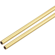 Brass Round Tube, 300mm Length 1.5mm OD 0.2mm Wall Thickness, Seamless Straight Pipe Tubing 2 Pcs