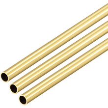 Brass Round Tube, 300mm Length 5.5mm OD 0.5mm Wall Thickness, Seamless Straight Pipe Tubing 3 Pcs