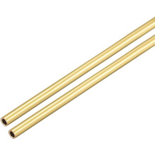 Brass Round Tube, 300mm Length 1mm OD 0.2mm Wall Thickness, Seamless Straight Pipe Tubing 2 Pcs