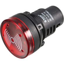 Red Indicator Light with Buzzer AC/DC 24V, 28mm Panel Mount Flashing Alarm, for Electrical Control Panel, HVAC, DIY Projects