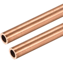 Copper Round Tube, 6mm OD 1mm Wall Thickness 300mm Long Straight Pipe Tubing 2 Pcs