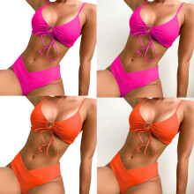 Women Spaghetti Straps Swimwear Girl Two Pieces Swimsuit High Cut Bikinis Set Blue XL