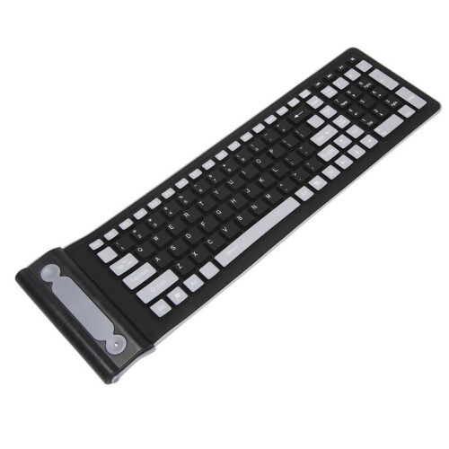 3X Portable  Flexible Roll  Water Resistant Washable Soft Silicone Wireless Keyboard with USB Receiver 1