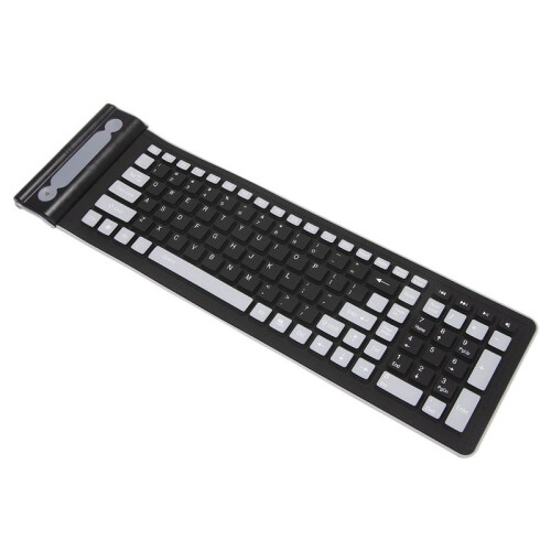 3X Portable  Flexible Roll  Water Resistant Washable Soft Silicone Wireless Keyboard with USB Receiver 2