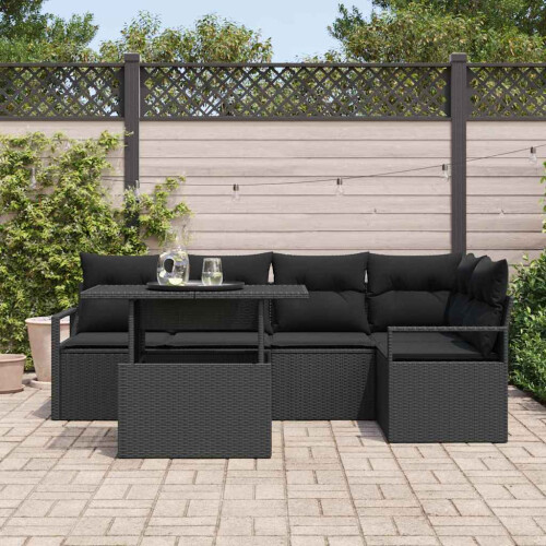 VidaXL vidaXL Gartensofa-set 6 stk. Schwarz Poly Rattan 2