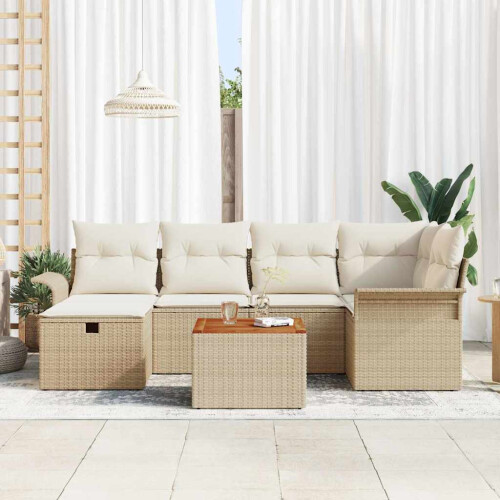 VidaXL vidaXL Gartensofa-set 7 stk. Beige Poly-Rattan 2