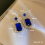 Blue Quadrangle Cubic Zirconia Dangle Earrings 4
