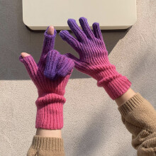 1 Pair 2 Finger Touch Screens Gloves Winter Gloves Warm Gloves Knitted Orange powder