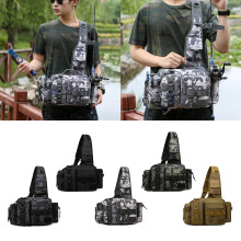 Outdoor Shoulder Bag Hiking Waist Pack Large Capacity Waterproof Lures Pouch Dark night