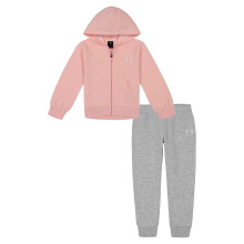 (4-5 Years, Pink/Grey) Under Armour Girls Chest Logo Hoodie And Joggers Set Set