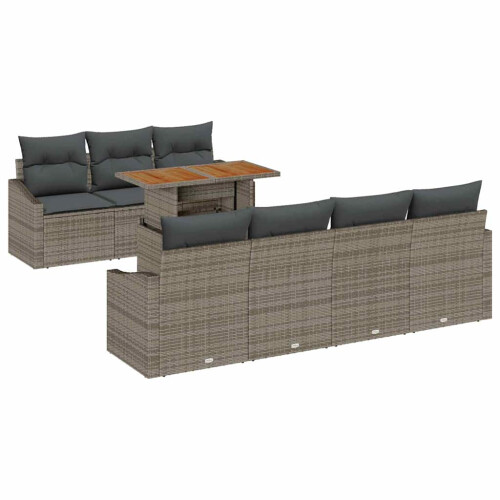 VidaXL vidaXL Garten-Sofa-Set 8 stk. Grau Poly Rattan 1