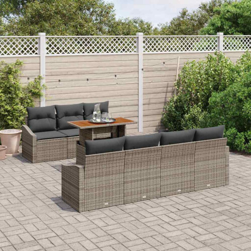 VidaXL vidaXL Garten-Sofa-Set 8 stk. Grau Poly Rattan 2