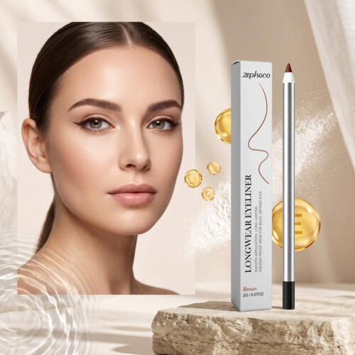 Zephoco Waterproof Eyeliner Pen Brown Smooth Natural Define Daily Makeup Essential 1