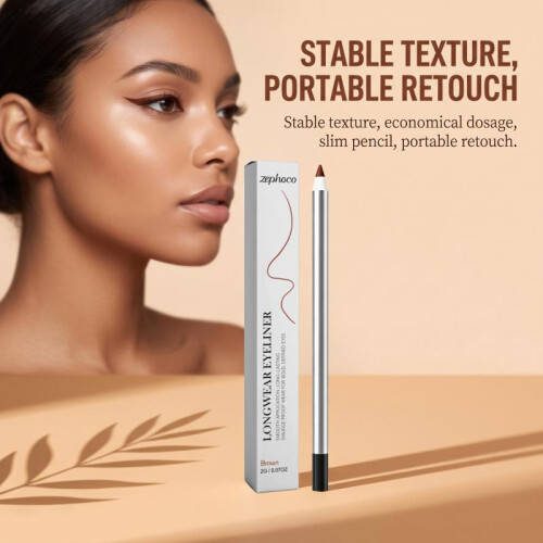 Zephoco Waterproof Eyeliner Pen Brown Smooth Natural Define Daily Makeup Essential 2