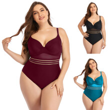 Hollow Out Comfortable Fashion Sexy Swimsuit Beachwear Chest Gathered Fat Jujube red XXL