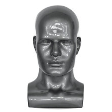 CabeçA de Manequim Masculino CabeçA de Manequim Profissional para Exibir Perucas ChapéUs MáScara de Fone de Ouvido (Cinza)