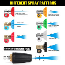 Pressure Washer Turbo Nozzle,Rotating Pressure Washer Nozzles with 1/4In+3/8In Quick Connect,7 Power Washer Nozzle Tips