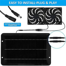 Kit de Ventilateur de Panneau Solaire, Ventilateur Solaire 10W 12V pour Serre, Double Ventilateur Alimenté par Panneau Solaire avec Câble de 31,5