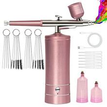 Airbrush-Kit Wiederaufladbarer Kabelloser Airbrush-Kompressor - Automatische Hand-Airbrush-Pistole, Airbrush-Set (Rosa)