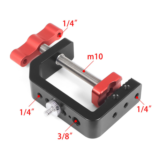 2X C Clamp Βάση στήριξης για επιτραπέζια κάμερα με οπή βίδας 1/4 3/8 για βάση γραφείου 2