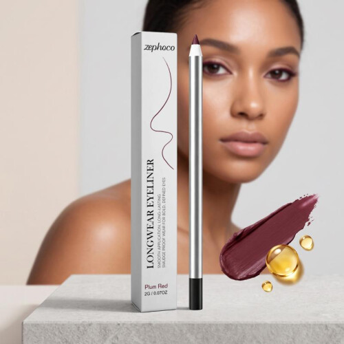 Zephoco Waterproof Eyeliner Pen Plum Red Eye Makeup Smooth Precise Long-Lasting Smudge-Proof Easy Application 1