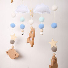 Wooden Rattle Toy Crib Bar Stroller Mobile Toy Sounding Toy Baby Shower Gift A