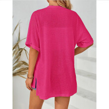 Womens Solid Color Bathing Suit Beachwear Cover-ups Sleep T-Shirt Loose Light green XL