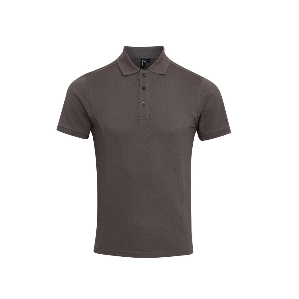 Premier (L, Dark Grey) Mens Coolchecker Plus Pique Polo With Coolplus