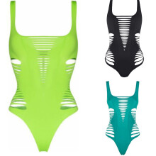 Fashion Cutout Bathing Suit for Women One Piece Swimsuit High Cut Swimwear Ins Black S
