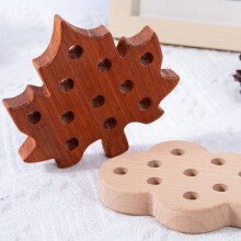 Star and Moon Leaves Animal Threading Toys Wooden Children's Fun Rope Game B