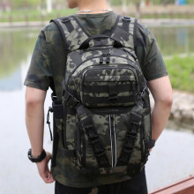Large Capacity Fishing Backpack Fishing Tackle Bag Tactically Camping Travel Bag Brown