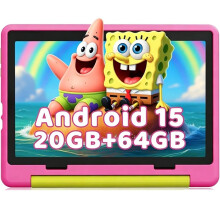 10.1 Inch Kids Tablet 20GB RAM 64GB ROM Android 15 for 3-12 Parental Controls