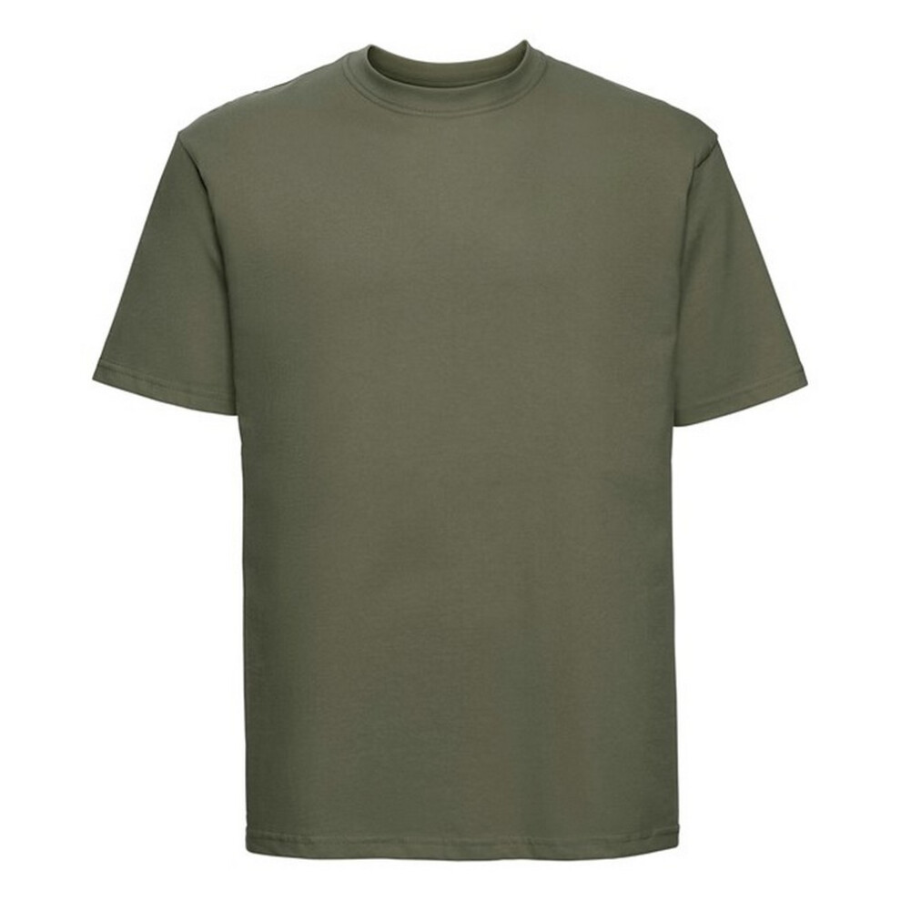 Russell (L, Olive) Mens Classic Ringspun Cotton T-Shirt