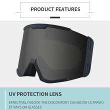 Snowboard Goggles UV Protections Anti Fog Wide Vision Ski Goggles Black frame gray fil