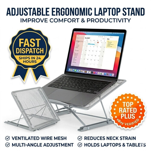 Laptop Stand Adjustable Folding Portable Desktop Holder Office Support UK