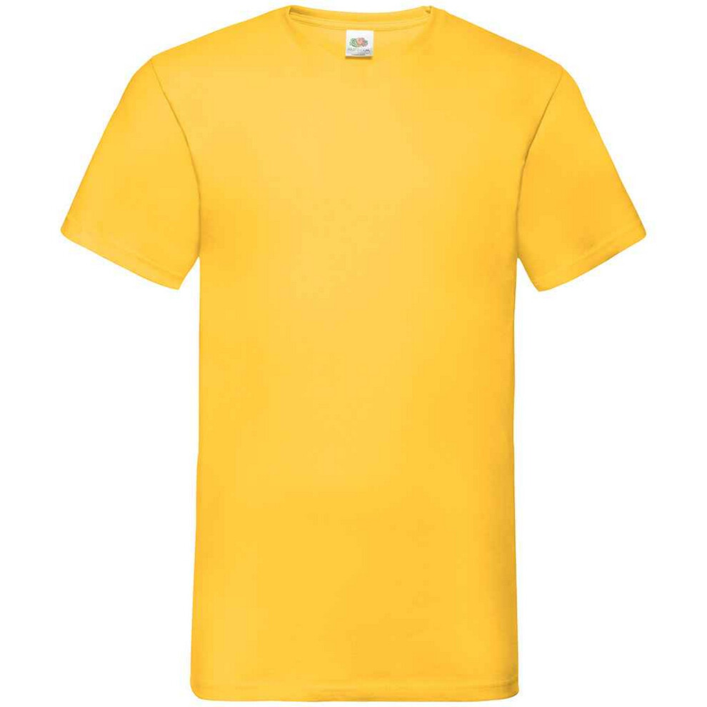 Fruit Of The Loom (L, Sunflower) Mens Value V Neck T-Shirt