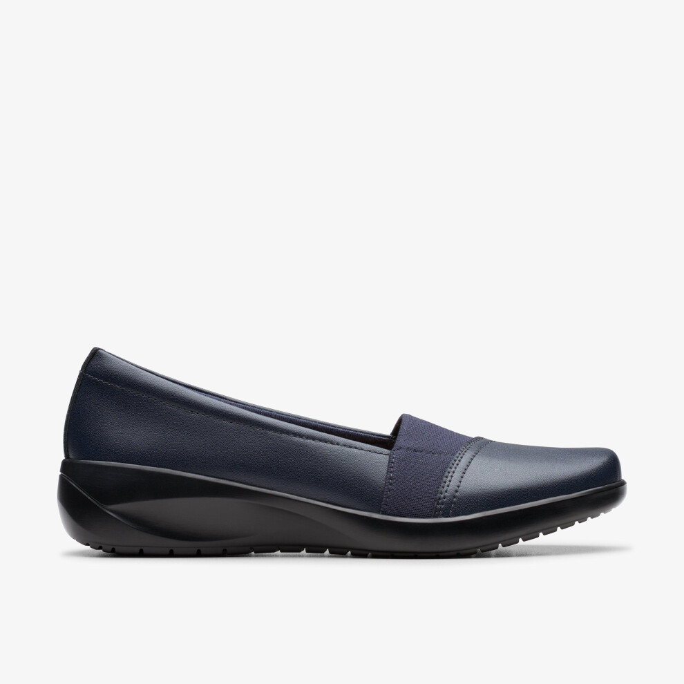 Clarks (Standard, 5.5 (Adults')) Kaetlyn Rhea Navy Leather