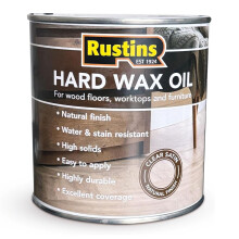Rustins Hard Wax Oil Clear Satin Finish for Wood Floors Worktops & Furniture 1L