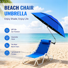 Double Canopy Beach Chair Umbrella with Clamp Large Size Outdoor Umbrella Burgundy